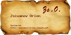 Zsivanov Orion névjegykártya
